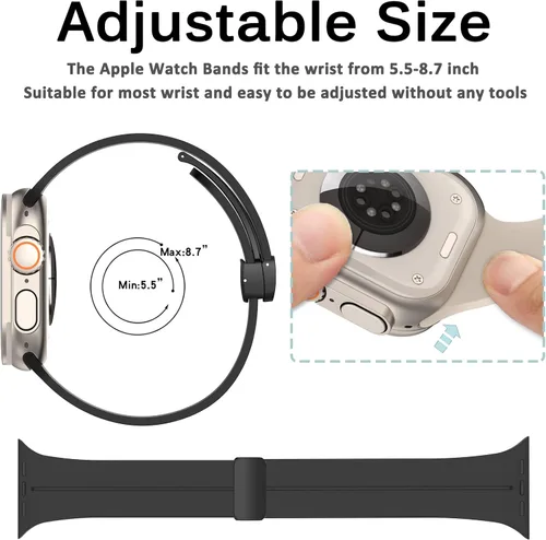 Miniatura 4 de Miimall Correa de silicona para Apple Watch de 1.496 pulgadas, 1.575 pulgadas, 1.614 pulgadas, para mujeres y hombres, hebilla magnética