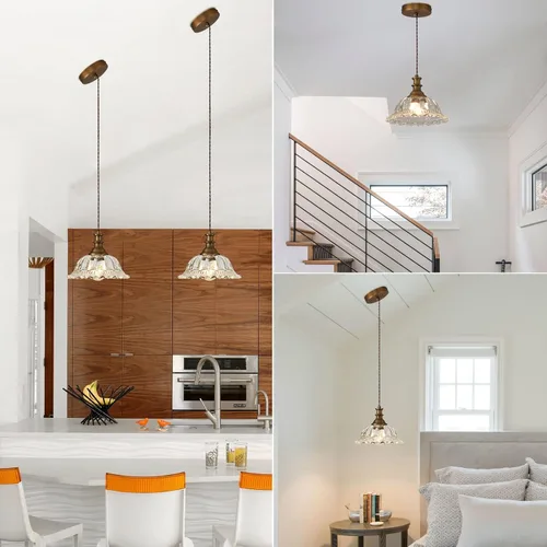 Miniatura 7 de HDDFL Lámparas Colgantes de Vidrio Modernas Accesorios de Iluminación Colgante Lámpara Colgante Acabado Cepillado Accesorio de Luz Colgante