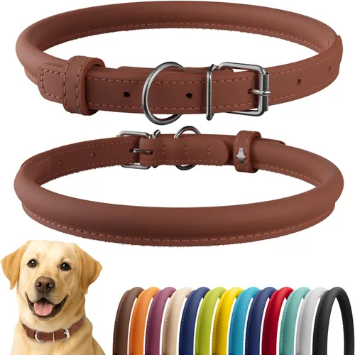 Miniatura 94 de CollarDirect Collar de perro con tachuelas, collares de cuero para mascotas para perros pequeños, medianos y grandes, acolchado suave, marrón, negro