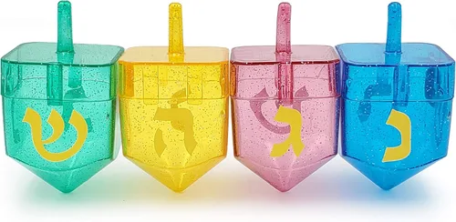 The Dreidel Company Dreidel rellenable de Hanukkah, varios colores que se pueden rellenar con gelt de Hanukkah o caramelo de Hanukkah (paquete de 4)