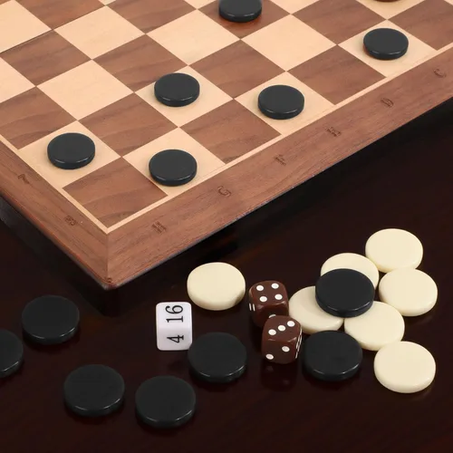 Miniatura 7 de Piezas de Damas - Piezas de Backgammon - Marrón Oscuro/Natural 15 piezas Cada (Negro y Beige, 27mm/1.06in)