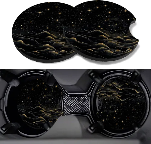 Miniatura 40 de Posavasos para automóvil, paquete de 2 posavasos para automóvil, 2.75 pulgadas, antideslizantes y absorbentes, para portavasos de automóvil