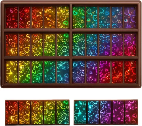 Miniatura 11 de Ziliny Molde holográfico de barra de chocolate con molino de viento y diamante, barra de chocolate con efecto de luz arcoíris, moldes gruesos