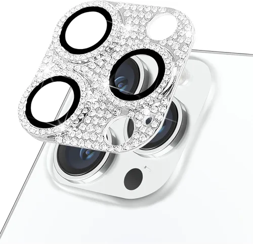 Miniatura 160 de Protector de lente de cámara diseñado para iPhone 12 Pro Max, con diamantes de imitación 3D con diamantes de imitación 9H, vidrio templado, Rosado