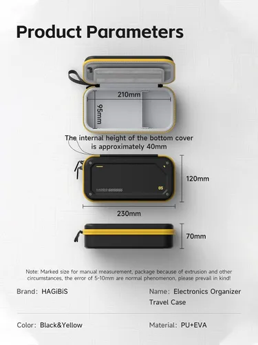 Miniatura 8 de Hagibis Organizador electrónico de viaje Bolsa de viaje EVA Hardshell PU bolsa de transporte portátil para mouse, cargador, cables, banco de Negro