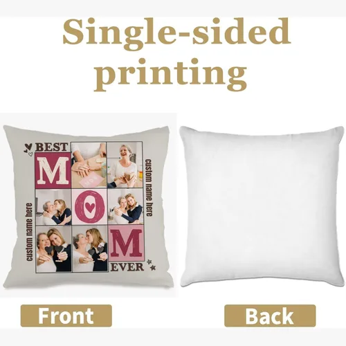 Miniatura 2 de Customizable Pillowcase with 6 Images and Text Dedicated to Mom, Decorative Cushion offering a Warm Gift for Anniversaries Birthdays Christmas or 6