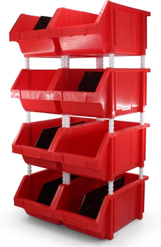 Miniatura 12 de Paquete de 2 contenedores apilables extragrandes de almacenamiento – 16.5 x 14.5 x 6.9 pulgadas, organizador resistente, diseño colgante