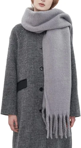 Miniatura 43 de Bufanda grande y gruesa de gran tamaño, esponjosas, de lana grande, gruesa, cálida para invierno