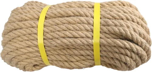 Miniatura 10 de Cuerda de yute de 3/4 pulgadas × 50 pies, material natural, cuerda de yute resistente trenzada para manualidades en interiores y exteriores