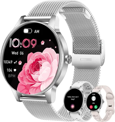Miniatura 10 de Relojes inteligentes para hombres y mujeres (contestar/realizar llamadas), pantalla HD de 1.27" con rastreador de actividad física, monitor de ritmo