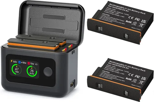 Miniatura 10 de Cargador de batería rápido para Insta360 X4 Air (no para X4), concentrador de cargador bidireccional inteligente de 27 W con pantalla LCD, muestra