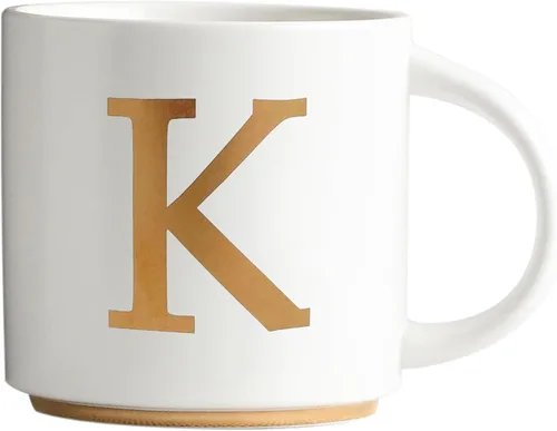 Miniatura 13 de COLLECTIVE HOME - Tazas de cerámica con monograma, tazas de café con inicial dorada de 15 onzas, elegantes tazas de té del alfabeto, elegante taza p