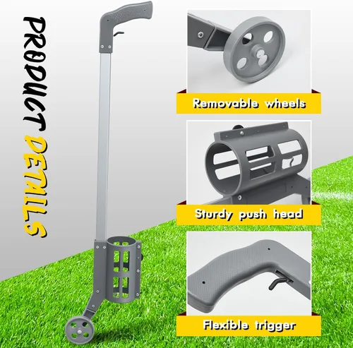 Miniatura 4 de Zonon Varita de marcado industrial con ruedas para pintura de línea, rayas de tierra, varita de pintura en aerosol para topografía, aplicador de Gris