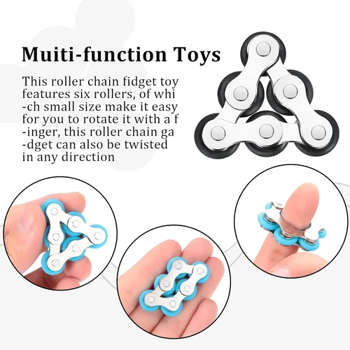 Miniatura 3 de Sumind 2 unidades de cadena de bicicleta Fidget Roller Chain Fidget con seis Flippy Novedad Alivio del estrés para adultos Ansiedad Autismo, regalo