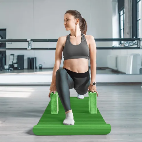 Miniatura 6 de BalanceFrom 7-Piece Yoga Set with 71x24x0.5 Inches Extra Thick Mat and Carrying Sling – Includes 2 Blocks, Stretch Strap, 2 Towels, and Knee Pad for