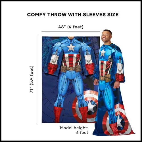 Miniatura 8 de Manta Marvel de Capitán América, manta cómoda con mangas, para adulto
