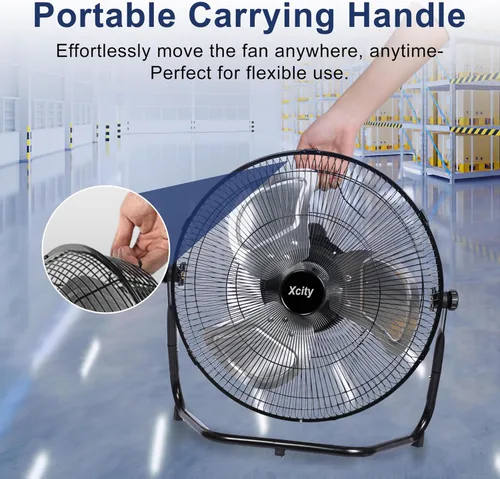 Miniatura 7 de Xcity Ventiladores de piso industriales de metal de 12 pulgadas, máximo 1800 CFM, ventilador de alta velocidad resistente con inclinación ajustable