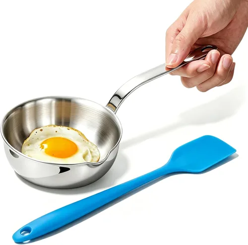 Mini sartén para huevos de 5.1 pulgadas, mini sartén para salsa, sartén para tortilla de acero inoxidable 304 para sartén de huevos, calentador de