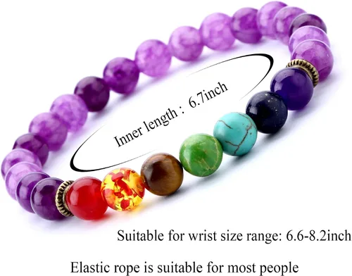 Miniatura 25 de Hamoery Pulsera de chakra de 0.315 in para hombre y mujer, 0.315 in, piedra natural, pulsera de yoga