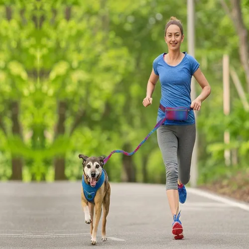 Miniatura 2 de Correa de perro con cremallera manos libres, correa de cintura elástica de 4 a 6 pies, adecuada para perros medianos a grandes, mango acolchado