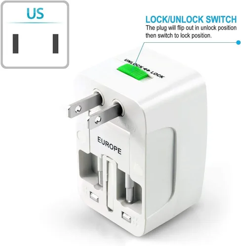 Miniatura 3 de Convertidor de adaptador de corriente universal portátil en todo el mundo, todo en uno, cargador de pared de viaje internacional fuera del país