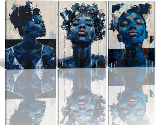 Miniatura 26 de MAMAGO Lienzo decorativo para pared, pintura de belleza dorada y negra, fotos de mujeres africanas, hermosos pósteres de mujer negra, impresiones