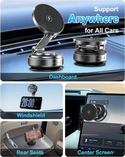 Miniatura 7 de Soporte de teléfono con ventosa Pro – Soporte magnético de teléfono al vacío para automóvil, ángulo ajustable de 180°, soporte antideslizante