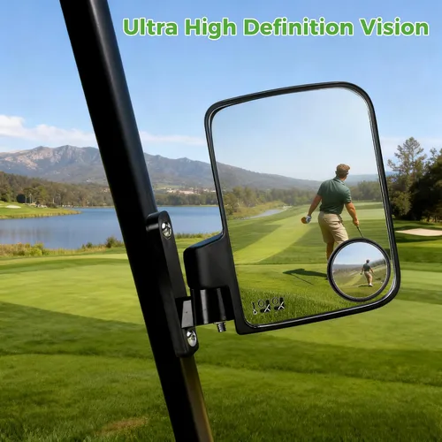 Miniatura 3 de 10L0L Espejo de carrito de golf sin perforación, espejos laterales con espejos de punto ciego, universal para Yamaha, Club Car, EZGO, espejos