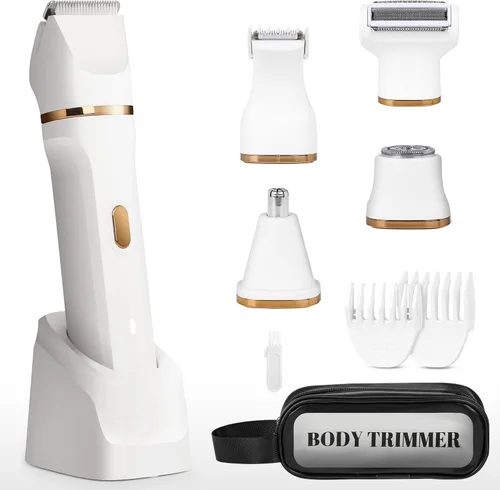 EiLVEEY Recortadora de bikini eléctrica para mujer, afeitadora eléctrica recargable 5 en 1 para mujer, recortadora de pelo púbico impermeable IPX7,