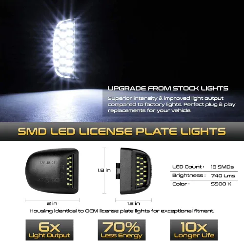 Miniatura 2 de VIPMOTOZ Luz de matrícula LED completa para Cadillac Escalade Chevy Silverado 1500 2500 3500 Suburban Tahoe GMC Sierra 1500 2500 3500 Yukon XL