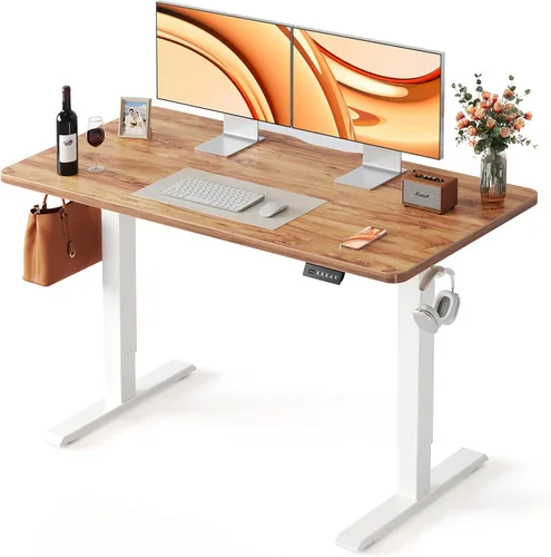 Miniatura 19 de FEZIBO Escritorio de pie, 48 × 24 pulgadas, altura eléctrica ajustable, para sentarse y ponerse de pie, escritorio de oficina para computadora