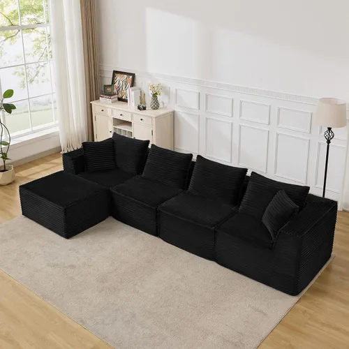 Miniatura 15 de Sofá modular modular de 107 pulgadas, moderno sofá seccional Cloud con asiento profundo, sofá deshuesado en forma de L con diván para sala de estar