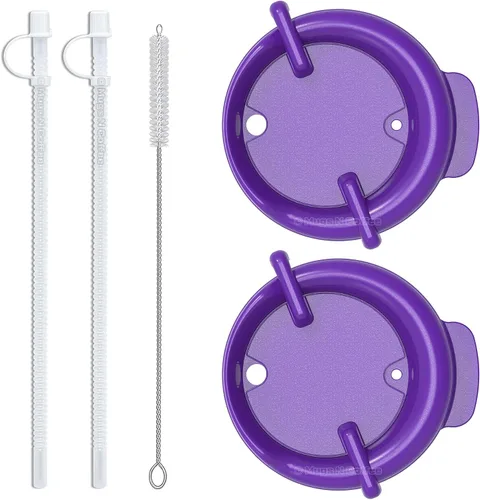 Miniatura 2 de Mugs N Coffee Tapas de repuesto con popotes reutilizables de 11 pulgadas y cepillo de limpieza para tazas Whirley Drink Works de 32 onzas