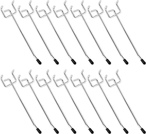 Miniatura 11 de Paquete de 80 ganchos para tablero de clavijas de 2/4/6/8 pulgadas, ganchos negros extra gruesos de 1/4 pulgadas para colgar, accesorios de tablero