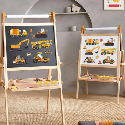 Miniatura 5 de 24 hojas de calcomanías de construcción para hacer una cara, calcomanías de juegos de fiesta de excavadora para mezclar y combinar, haz tus propias
