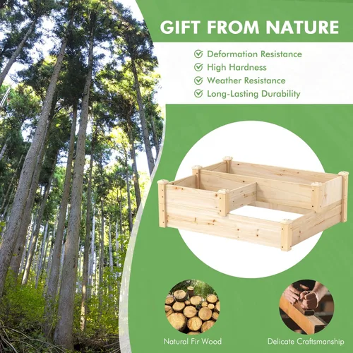 Miniatura 6 de S AFSTAR Cama de jardín elevada de 3 niveles, maceta elevada para exteriores, para verduras, frutas, hierbas, flores, kit de maceta de madera