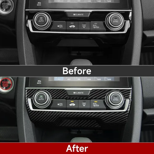 Miniatura 3 de Calcomanías de panel de consola central de aire acondicionado para Honda Civic 2016-2021, accesorios de 10ª generación, calcomanías de fibra