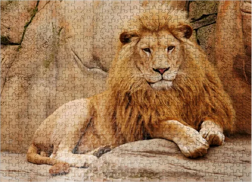 Miniatura 8 de MyPuzzle A Lion Relaxing On A Stone - Rompecabezas prémium de 100 piezas para adultos
