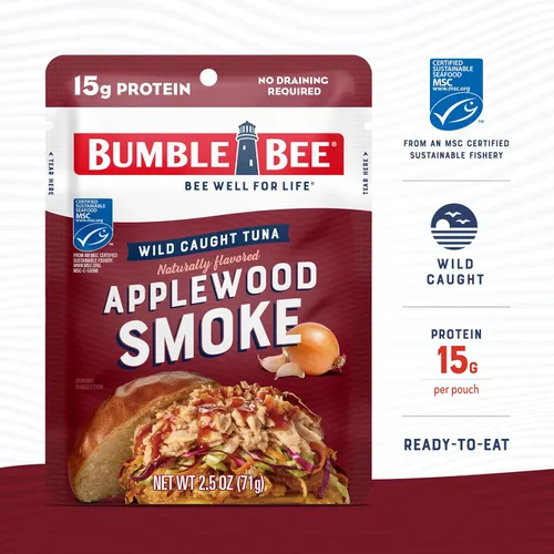 Miniatura 3 de Bumble Bee - Atún sazonado con humo de manzano, bolsa de 2.5 onzas, listo para comer, 0.56 oz de proteína por porción, (paquete de 24)