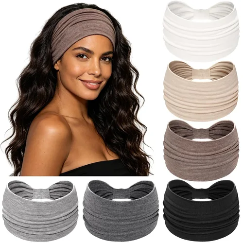 Miniatura 28 de Awumbuk Diademas anchas para mujeres anudadas antideslizantes bandas para la cabeza suaves diadema turbante accesorios para el cabello boho africano