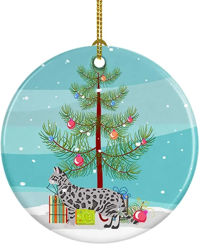Miniatura 201 de Caroline's Treasures Adorno de cerámica con texto en inglés "Merry Christmas" para colgar en el árbol de Navidad, decoración para el hogar, Navidad