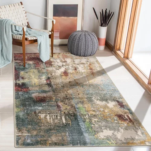 Miniatura 7 de Lahome Alfombra de área moderna abstracta lavable - 3x5, alfombra suave para dormitorio, alfombra antideslizante para entrada, alfombra