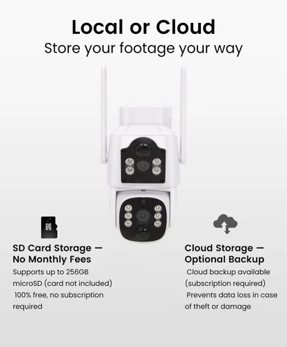 Miniatura 5 de CasaCam Cámara de seguridad solar Inalámbrico para exteriores, lente dual 2K+2K Funciona con pilas, sensores PIR duales, seguimiento automático