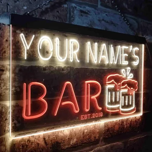 Miniatura 3 de ADVPRO personalizado: tu nombre estación del año temático bar cerveza taza decoración doble color LED neón signo st6-w1-tm Rojo & amarillo
