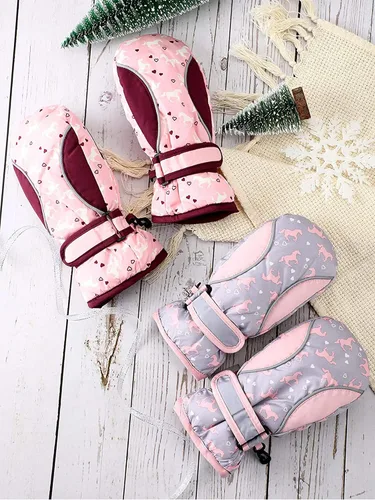 Miniatura 7 de SATINIOR 2 pares de guantes impermeables para niñas y niños, guantes de nieve cálidos para niños