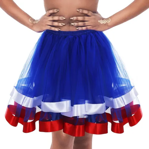 Nicute Falda tutú para mujer, 4 de julio, color rojo, blanco y azul, con estrellas, divertida, patriótica, para fiesta del Día de la Independencia