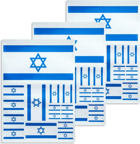 CANTENDO Paquete de 3 calcomanías de bandera de Israel, calcomanías reflectantes de vinilo para automóvil, calcomanías impermeables para parachoques