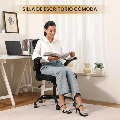 Miniatura 6 de Silla de oficina, sillas de escritorio ergonómicas de 330 libras de capacidad, silla de computadora de malla con respaldo alto con reposabrazos Negro