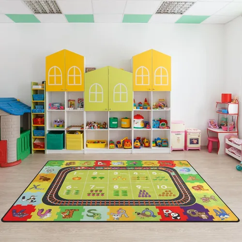 Miniatura 31 de Alfombra para Niños, Alfombra de Oruga Arcoíris ABC Letras del Alfabeto Tapete Educativo - 5x7 Pies Alfombra de Área de Aprendizaje con Respaldo