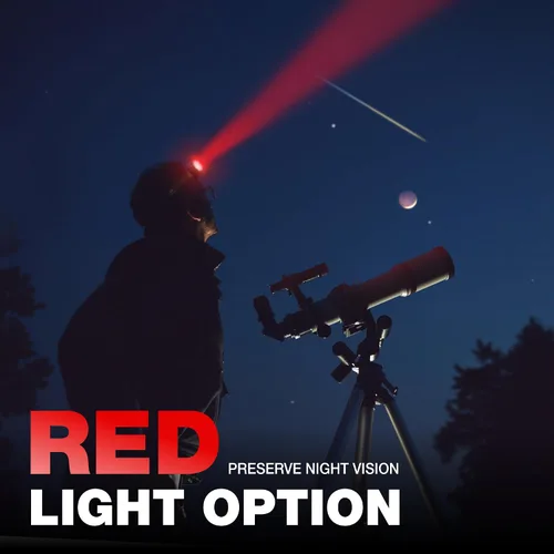 Miniatura 4 de Mossy Oak Linterna frontal recargable de 600 lúmenes, faro LED ligero con luz blanca y roja, lámpara frontal impermeable con banda antideslizante